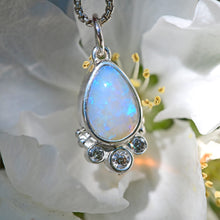 Load image into Gallery viewer, Crystal Opal Pendant with Diamonds in Sterling Silver
