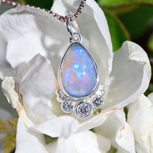 Load image into Gallery viewer, Crystal Opal Pendant with Diamonds in Sterling Silver
