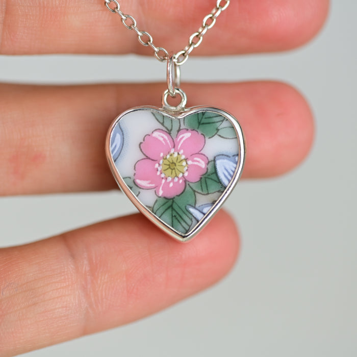 Heart Pottery Charm - Wild Rose