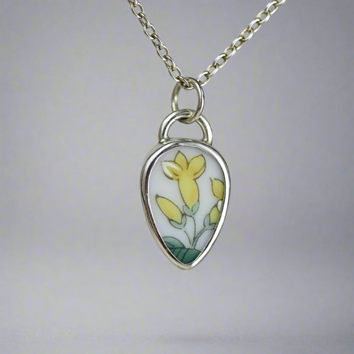 Pottery Charm - Yellow Floral