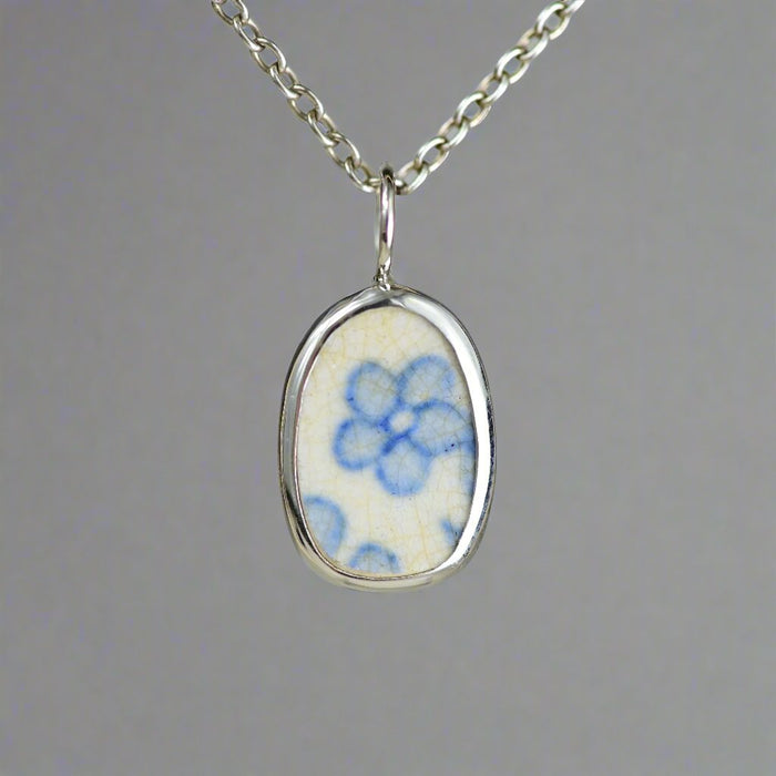 Pottery Charm - Blue Floral