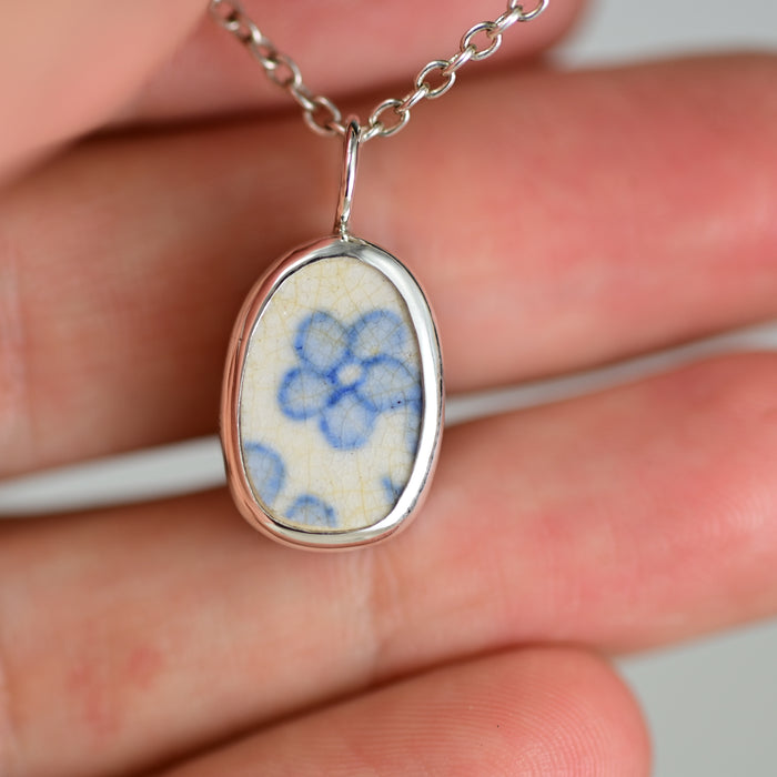 Pottery Charm - Blue Floral