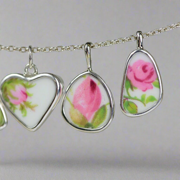 Pottery Charm - Pink rose