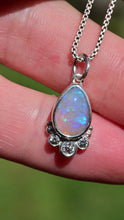 Load and play video in Gallery viewer, Crystal Opal Pendant with Diamonds in Sterling Silver
