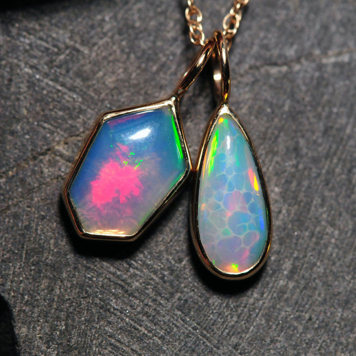 Geometric Opal Charm in 14k