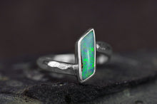 Load image into Gallery viewer, Australian opal ring with faceted band by curtis r jewellery handcrafted one of a kind 
