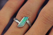 Load image into Gallery viewer, Australian opal ring with faceted band by curtis r jewellery handcrafted one of a kind 
