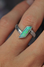 Load image into Gallery viewer, Australian opal ring with faceted band by curtis r jewellery handcrafted one of a kind 
