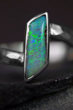 Load image into Gallery viewer, Australian opal ring with faceted band by curtis r jewellery handcrafted one of a kind 
