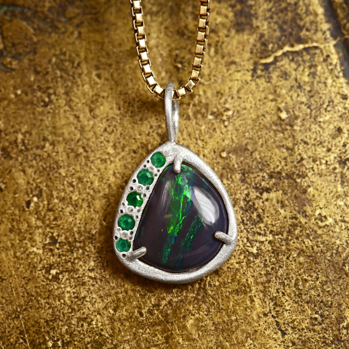 Black Opal with Chrysoprase Pendant