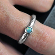 Load image into Gallery viewer, Opal Ring Faceted  Band With Genuine Australian Opal - Size 9
