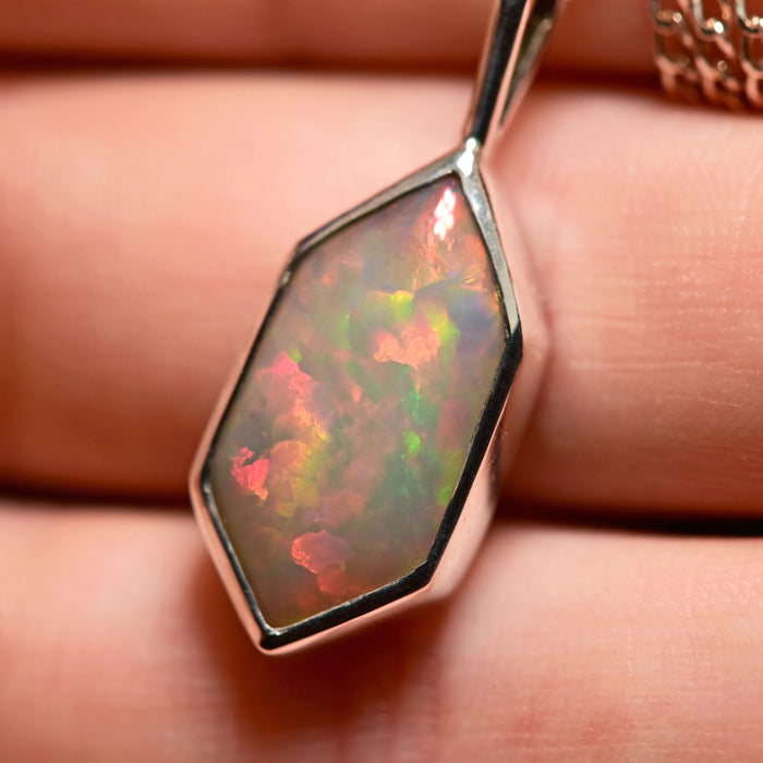 Geometric Opal Pendant in Sterling Silver