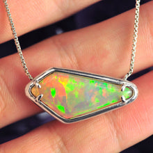 Load image into Gallery viewer, opal photography geometric opal pendant in sterling silver by artist curtis r jewellery
