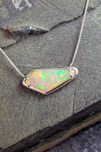 Load image into Gallery viewer, opal photography geometric opal pendant in sterling silver by artist curtis r jewellery
