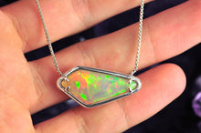 Load image into Gallery viewer, opal photography geometric opal pendant in sterling silver by artist curtis r jewellery
