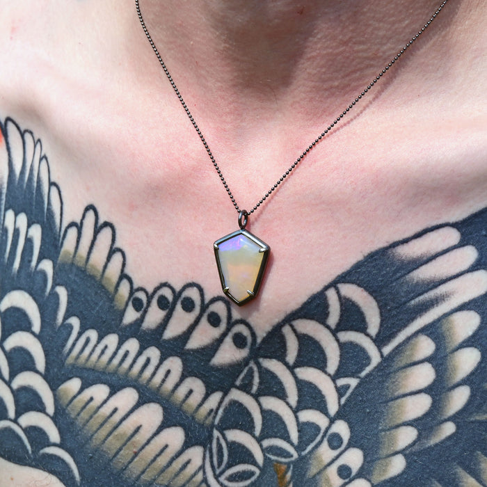 australian jelly opal from olympic field shelid cut prong set in sterling silver by jewelry artist curtis r jewellery 