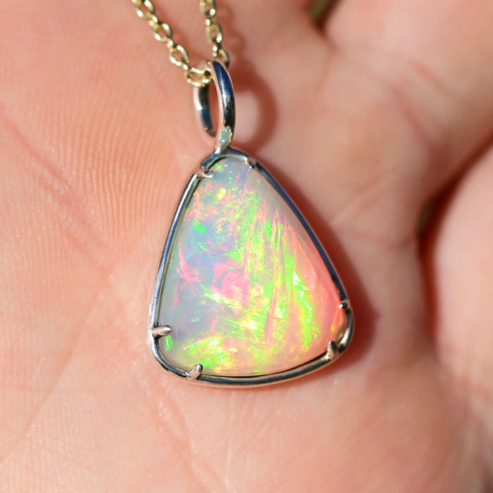 White Triangle Opal Charm