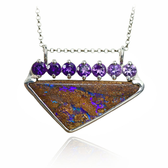 Ombré amethyst and purple boulder opal necklace, designer pendant by curtis r jewellery 