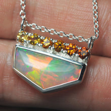 Load image into Gallery viewer, cirtine ombre opal necklace in silver by artist curtis r jewellery5
