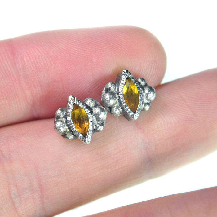 Citrine Faceted Marquise Stud Earrings