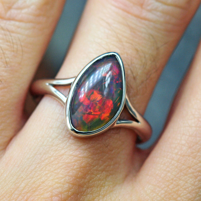 dark base ethiopian opal jewelry ring size 10 by curtis r jewellery 