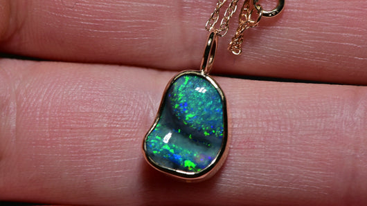 Black Opal Carving in 14k Yellow Gold - Free Form Video