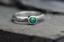 Load image into Gallery viewer, Australian black opal ring in sterling silver by curtis r jewellery
