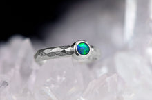 Load image into Gallery viewer, Australian black opal ring in sterling silver by curtis r jewellery

