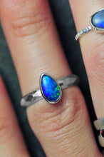 Load image into Gallery viewer, ooak blue pear opal ring handcrafted in sterling silver by curtis r jewellery
