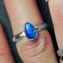 Load image into Gallery viewer, ooak blue pear opal ring handcrafted in sterling silver by curtis r jewellery
