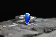 Load image into Gallery viewer, ooak blue pear opal ring handcrafted in sterling silver by curtis r jewellery
