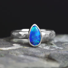 Load image into Gallery viewer, ooak blue pear opal ring handcrafted in sterling silver by curtis r jewellery
