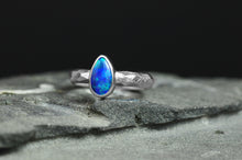 Load image into Gallery viewer, ooak blue pear opal ring handcrafted in sterling silver by curtis r jewellery
