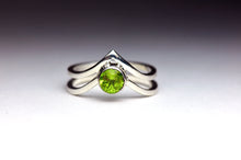 Load image into Gallery viewer, Peridot Sterling Silver Ring Chevron Peridot Jewelry Natural Gemstone Silversmith Layered Band Set August Birthstone Size 5.5
