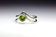 Load image into Gallery viewer, Peridot Sterling Silver Ring Chevron Peridot Jewelry Natural Gemstone Silversmith Layered Band Set August Birthstone Size 5.5
