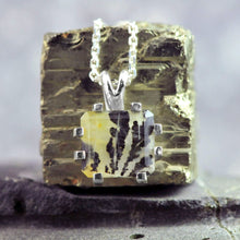 Load image into Gallery viewer, dendritic quartz prong set rectangle stone nekclace handcrafted by silversmith curtis r jewellery
