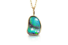 Load image into Gallery viewer, Black Opal Carving in 14k Yellow Gold - Free Form
