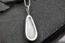 Load image into Gallery viewer, big white pear opal long crop pendant in sterling silver
