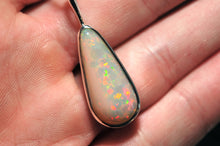 Load image into Gallery viewer, big white pear opal long crop pendant in sterling silver
