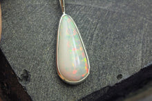 Load image into Gallery viewer, big white pear opal long crop pendant in sterling silver
