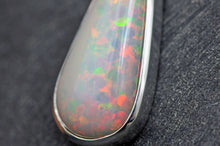 Load image into Gallery viewer, big white pear opal long crop pendant in sterling silver
