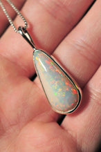 Load image into Gallery viewer, big white pear opal long crop pendant in sterling silver
