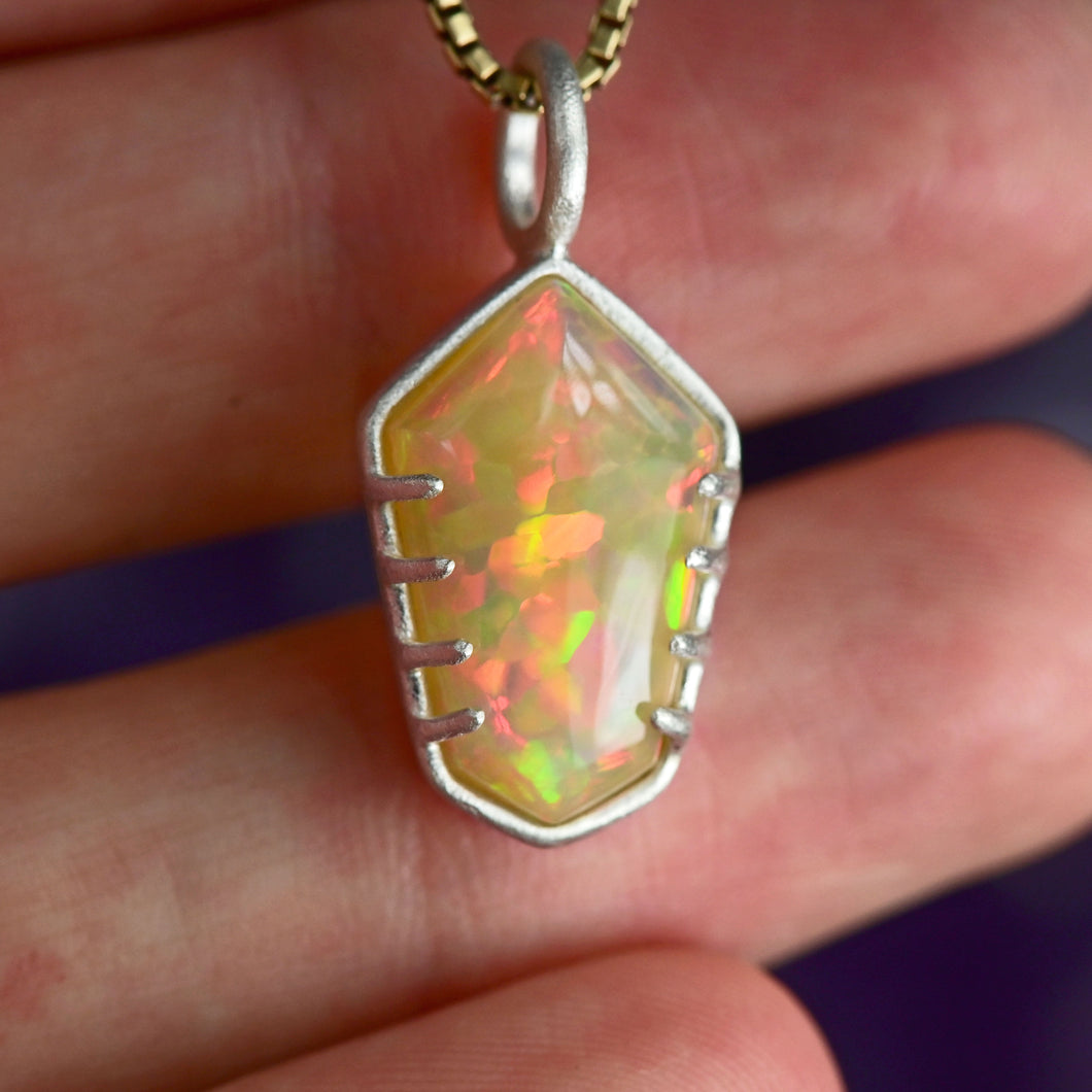 Prong Set Crystal Opal Pendant in Sterling Silver