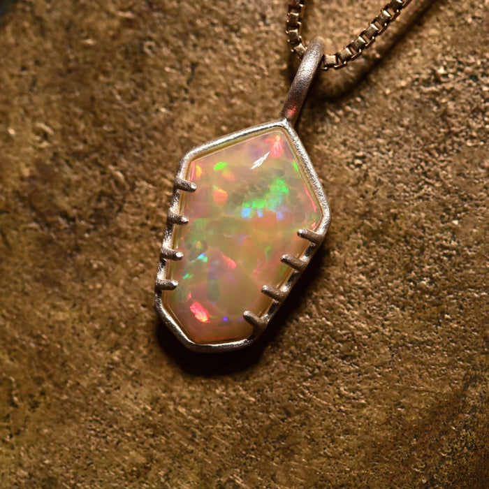 Prong Set Crystal Opal Pendant in Sterling Silver