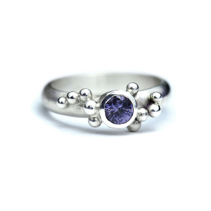 faceted purple spinel ring ready to ship size 4 