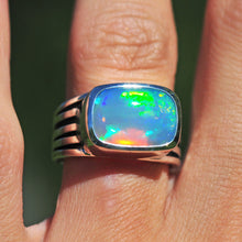 Load image into Gallery viewer, blue welo opal ring in sterling silver 
