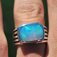 Load image into Gallery viewer, blue welo opal ring in sterling silver 
