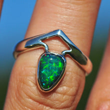 Load image into Gallery viewer, Peak ring with ethiopian opal in sterling silver by curtis r jewellery
