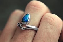 Load image into Gallery viewer, Peak ring with ethiopian opal in sterling silver by curtis r jewellery
