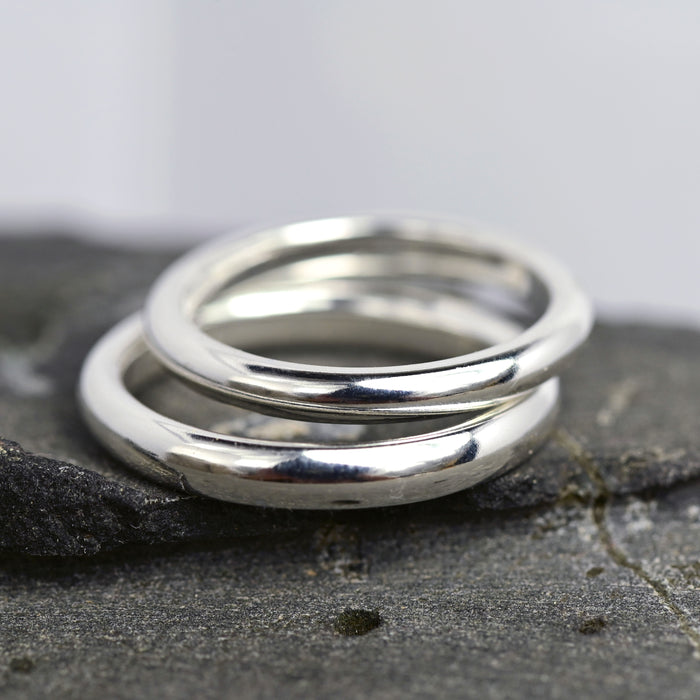 Custom Engraved Sterling Silver Wedding Bands